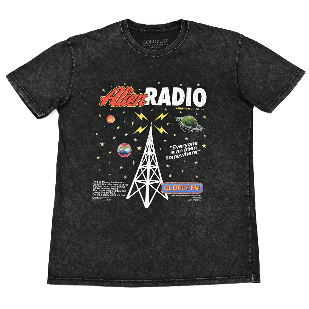 Coldplay Music of the Spheres 2025 Alien Radio Tour Concert T-Shirt Large Rock